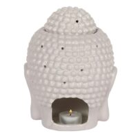 Large Grey Buddha Head Oil Burner - Image 4