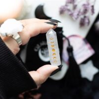 5cm Clear Quartz Moon Phase Crystal Point - Image 3