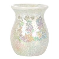 Large White Iridescent Crackle Oil Burner - Image 2
