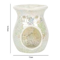 Large White Iridescent Crackle Oil Burner - Image 3
