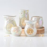 Large White Iridescent Crackle Oil Burner - Image 5