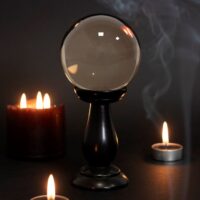 Small Smoke Grey Crystal Ball on Stand - Image 2