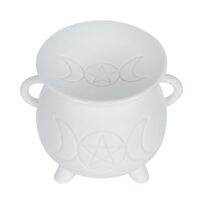 White Triple Moon Cauldron Oil Burner - Image 4