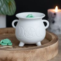 White Triple Moon Cauldron Oil Burner - Image 6