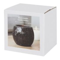 Large Black Crackle Glass Candle Holder - Image 2