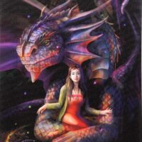 19x25cm Spirit Dragon Canvas Plaque by Anne Stokes - Image 2
