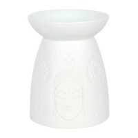 White Ceramic Buddha Face Oil Burner - Image 2