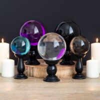 Small Teal Crystal Ball on Stand - Image 3