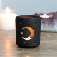 Small Black Mystical Moon Cut Out Tealight Holder - Image 4