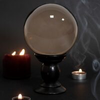 Large Smoke Grey Crystal Ball on Stand - Image 2