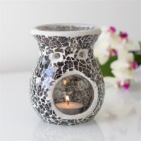 Small Gunmetal Grey Crackle Oil Burner - Image 4