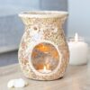 Large Gold Crackle Glass Oil Burner - Image 4