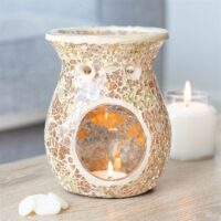 Large Gold Crackle Glass Oil Burner - Image 4