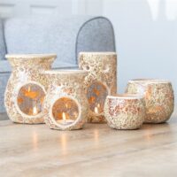Large Gold Crackle Glass Oil Burner - Image 5
