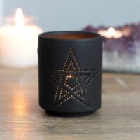 Small Black Pentagram Cut Out Tealight Holder - Image 3