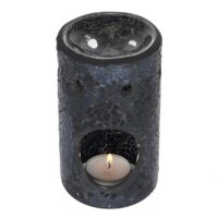 Black Crackle Glass Pillar Oil Burner - Image 2