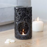 Black Crackle Glass Pillar Oil Burner - Image 4