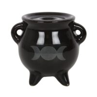 Triple Moon Cauldron Ceramic Incense Holder - Image 3