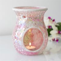 Large Pink Iridescent Crackle Oil Burner - Image 4