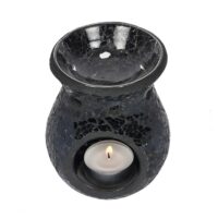 Small Black Crackle Glass Oil Burner - Image 2