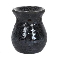 Small Black Crackle Glass Oil Burner - Image 3