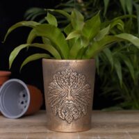 Green Man Bronze Terracotta Plant Pot by Lisa Parker - Image 4