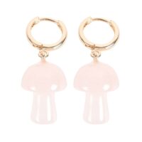Rose Quartz Crystal Mushroom Earrings - Image 3
