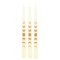 Set of 3 Off White Moon Phases Taper Dinner Candles - Image 3