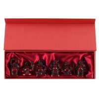 Set of 6 Red Resin Buddhas - Image 2
