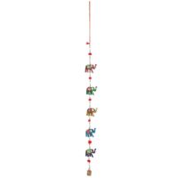 Wooden Hanging Elephant Decoration with Bell - Image 2
