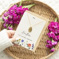 May Hawthorn Birth Flower Necklace Card - Image 5