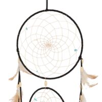 Black Triple Dreamcatcher with Feathers - Image 2